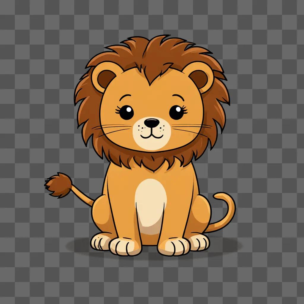 A cute lion drawing in kawaii style