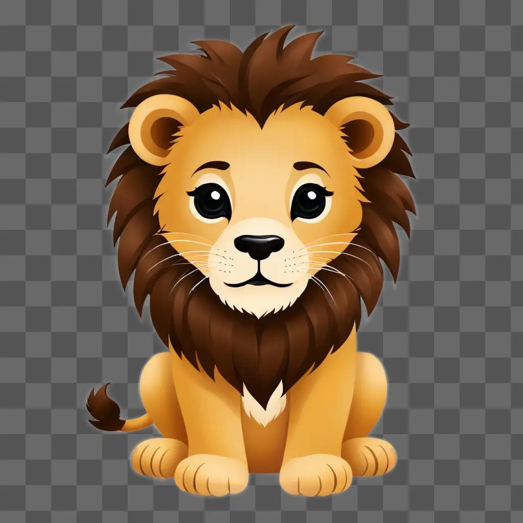 A cute lion drawing on a brown background