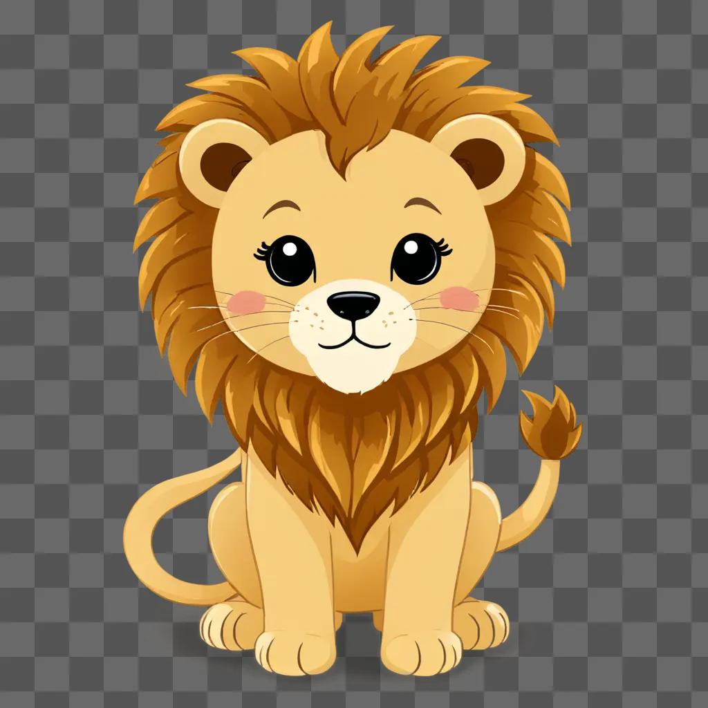 A cute lion drawing on a brown background