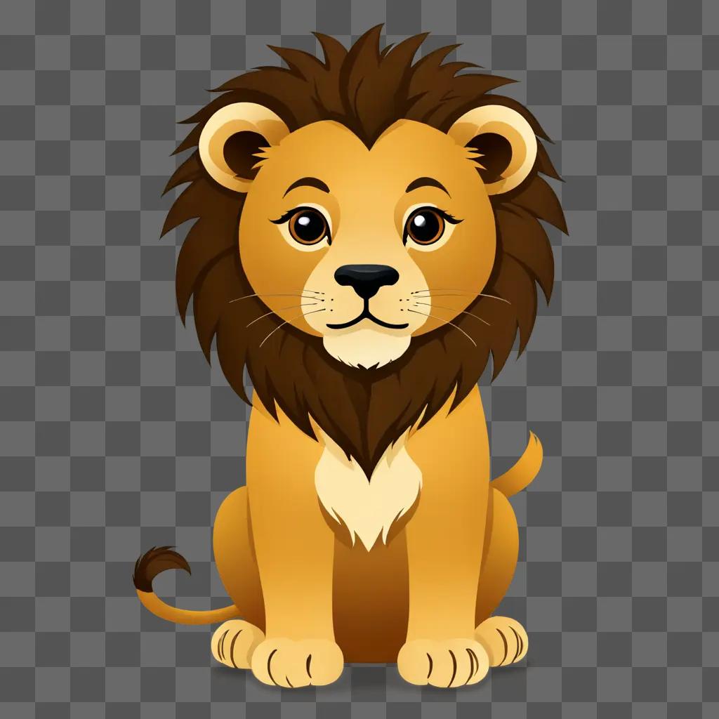 A cute lion drawing with a brown background