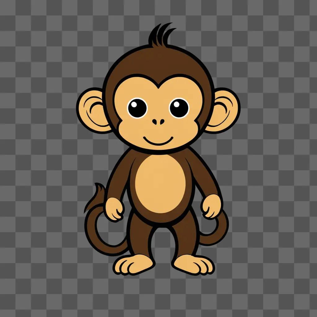 A cute monkey drawing stands out on a brown background