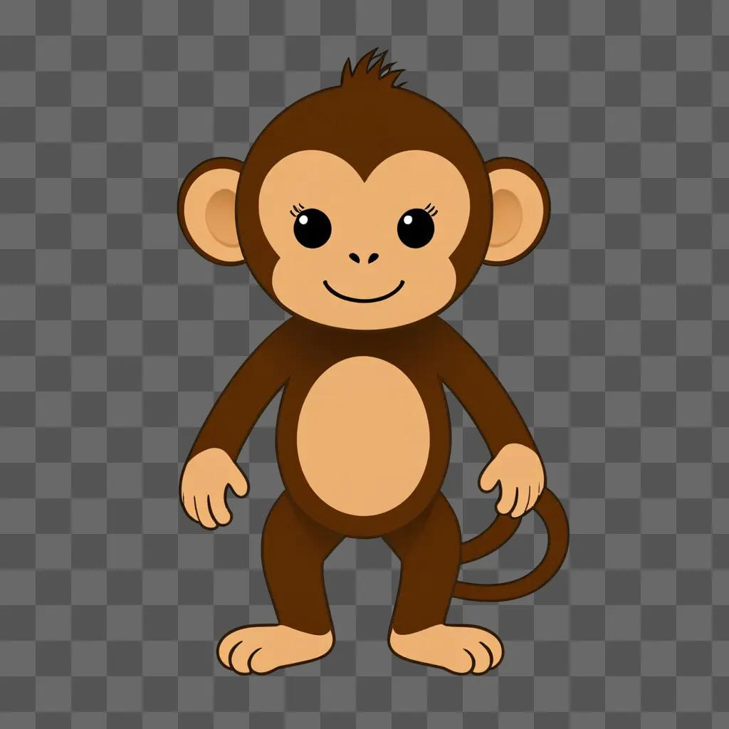 A cute monkey drawing with big eyes and a big smile