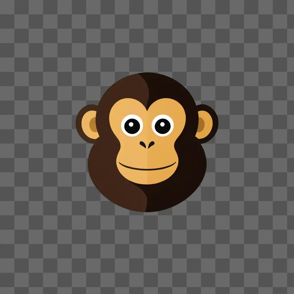 A cute monkey head on a brown background