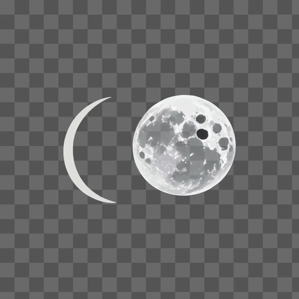 A cute moon drawing with a black spot in the middle