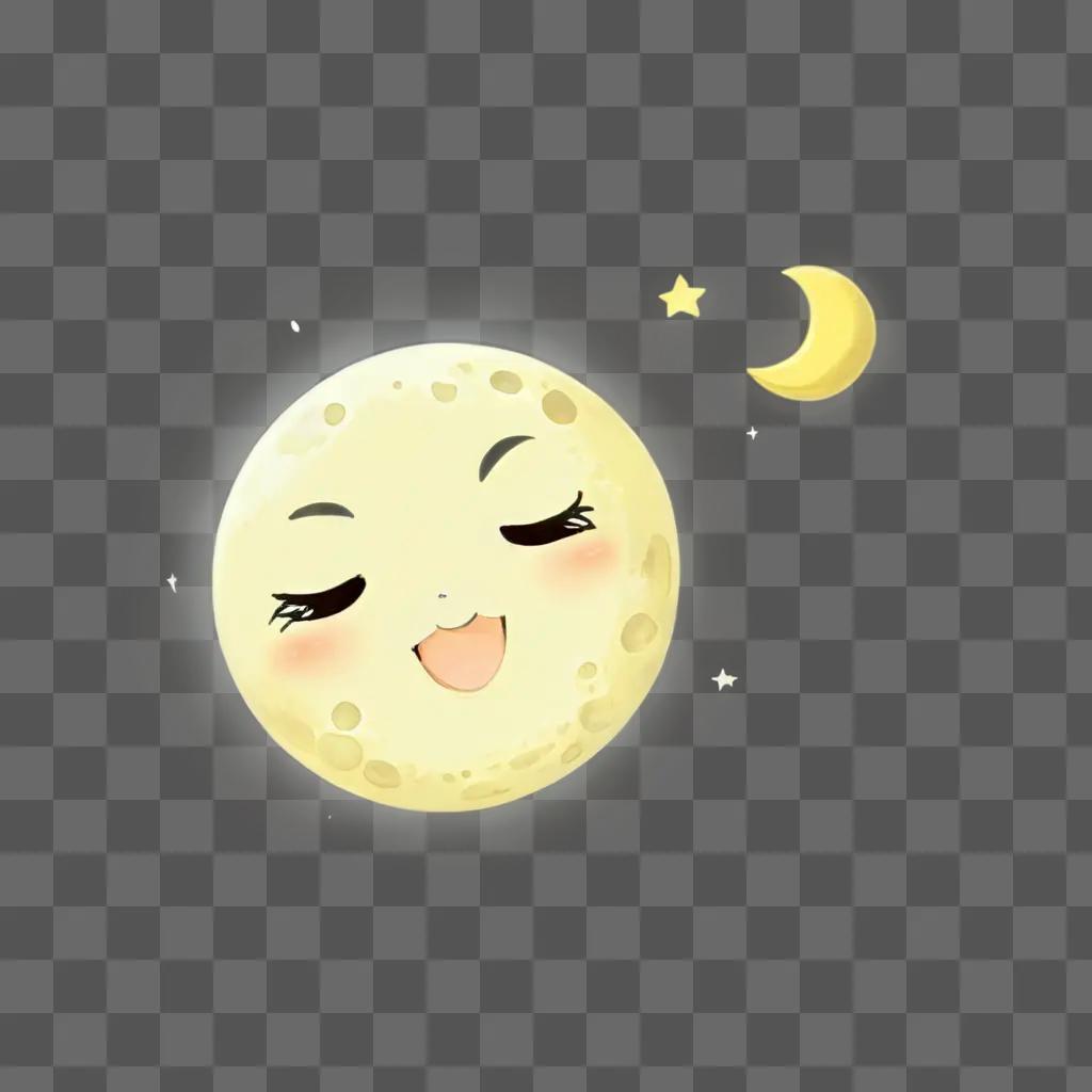 A cute moon drawing with a smiling face