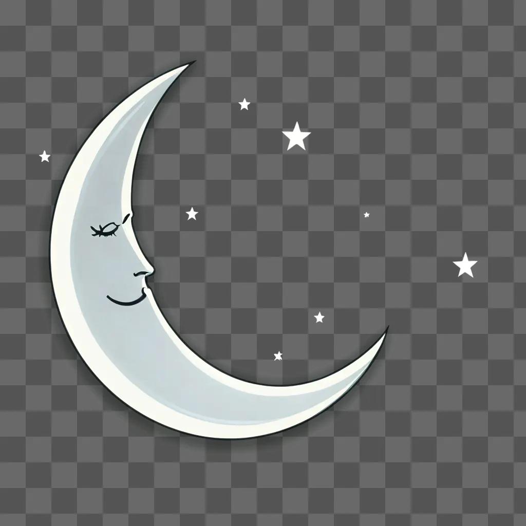 A cute moon drawing with a smiling face