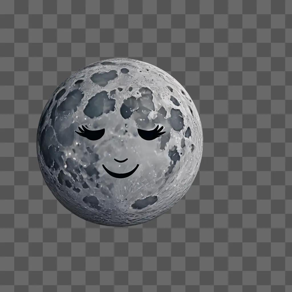 A cute moon drawing with smiling eyes