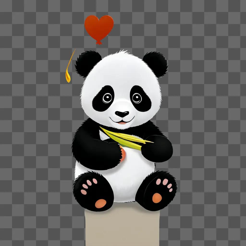 A cute panda drawing for kids with a heart above it