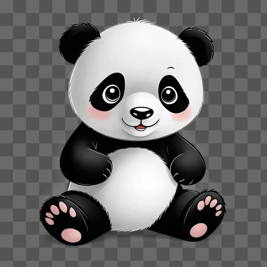 A cute panda drawing for kids with pink cheeks