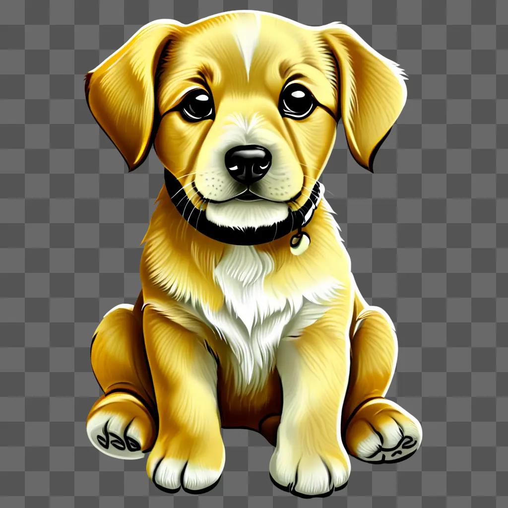 A cute puppy drawing for kids on a beige background