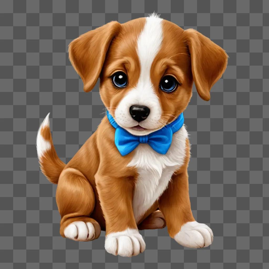 A cute puppy drawing for kids with a bow tie