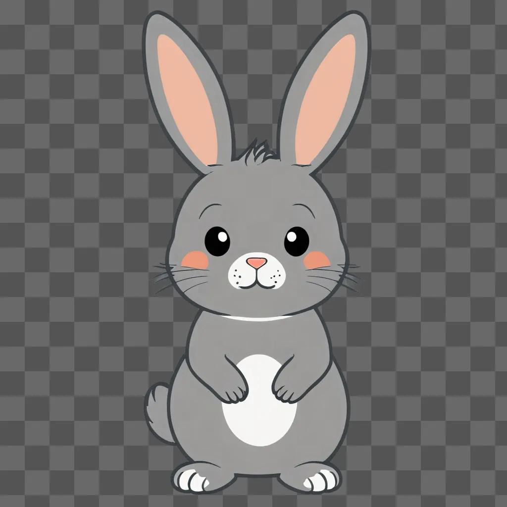 A cute rabbit drawing on a grey background