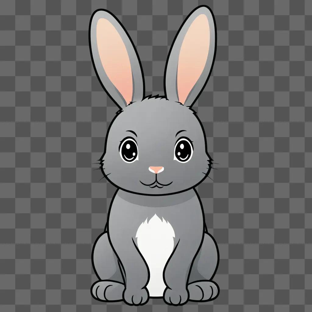 A cute rabbit drawing sits on a gray background