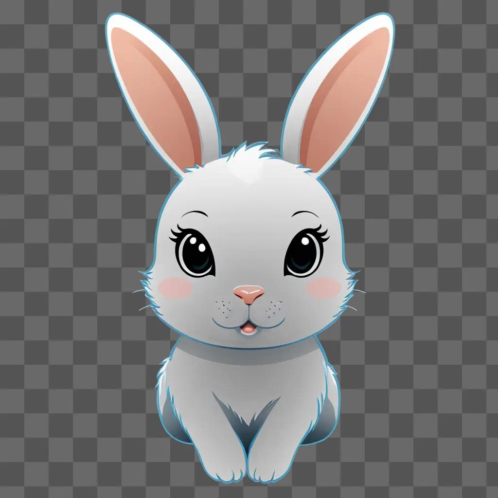 A cute rabbit drawing with big eyes and pink nose