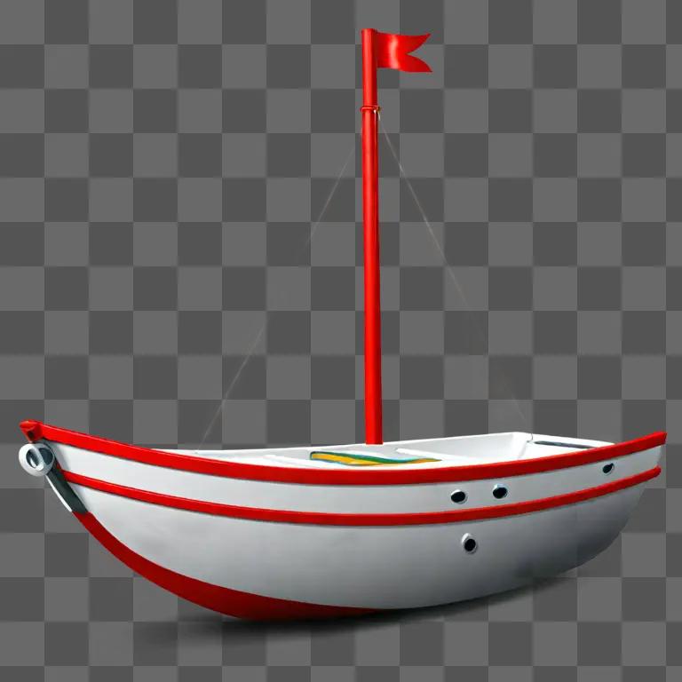 赤と白の可愛い舟の絵