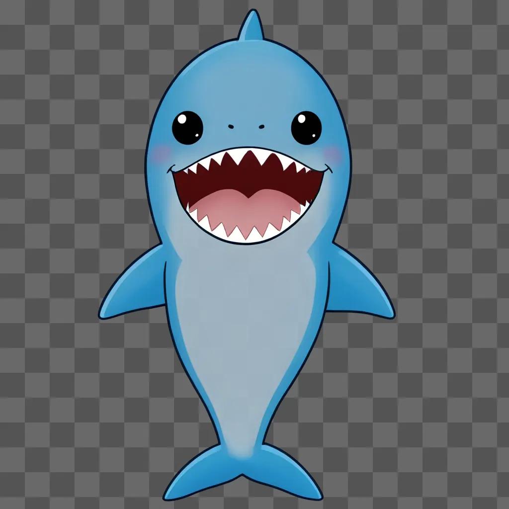 A cute shark drawing with a big smile