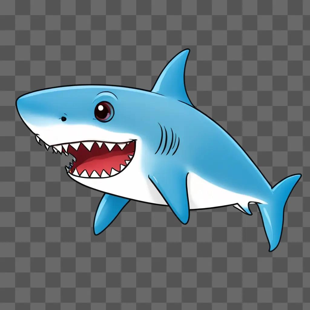 A cute shark drawing with a big smile on its face