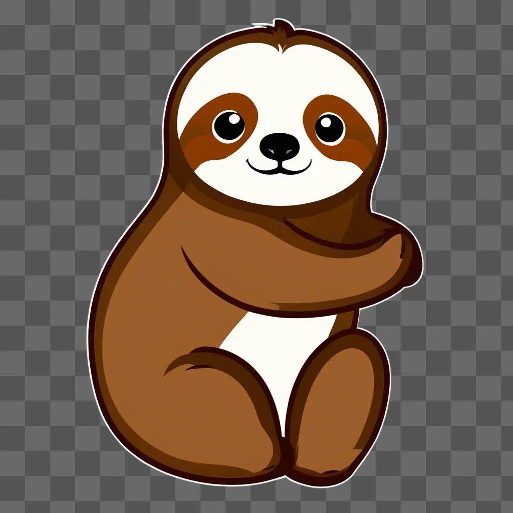 A cute sloth cartoon with a smiling face