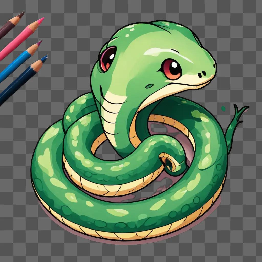 A cute snake drawing made by a cute little girl