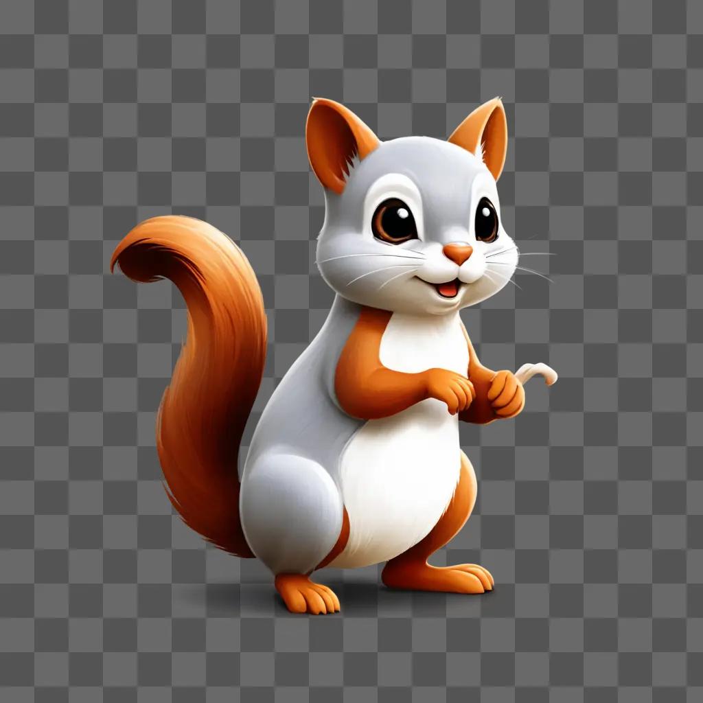 A cute squirl clipart of a white and gray squirrel