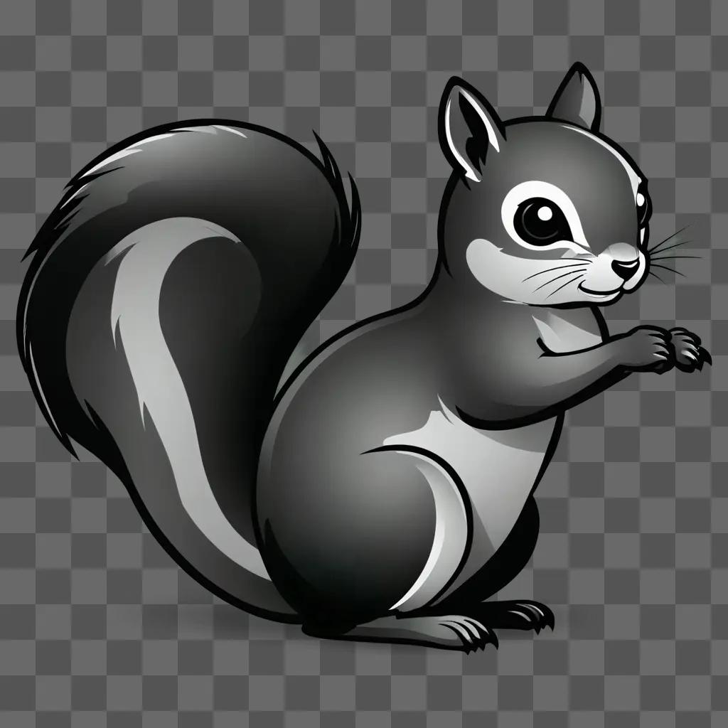 A cute squirl clipart sitting on a gray background