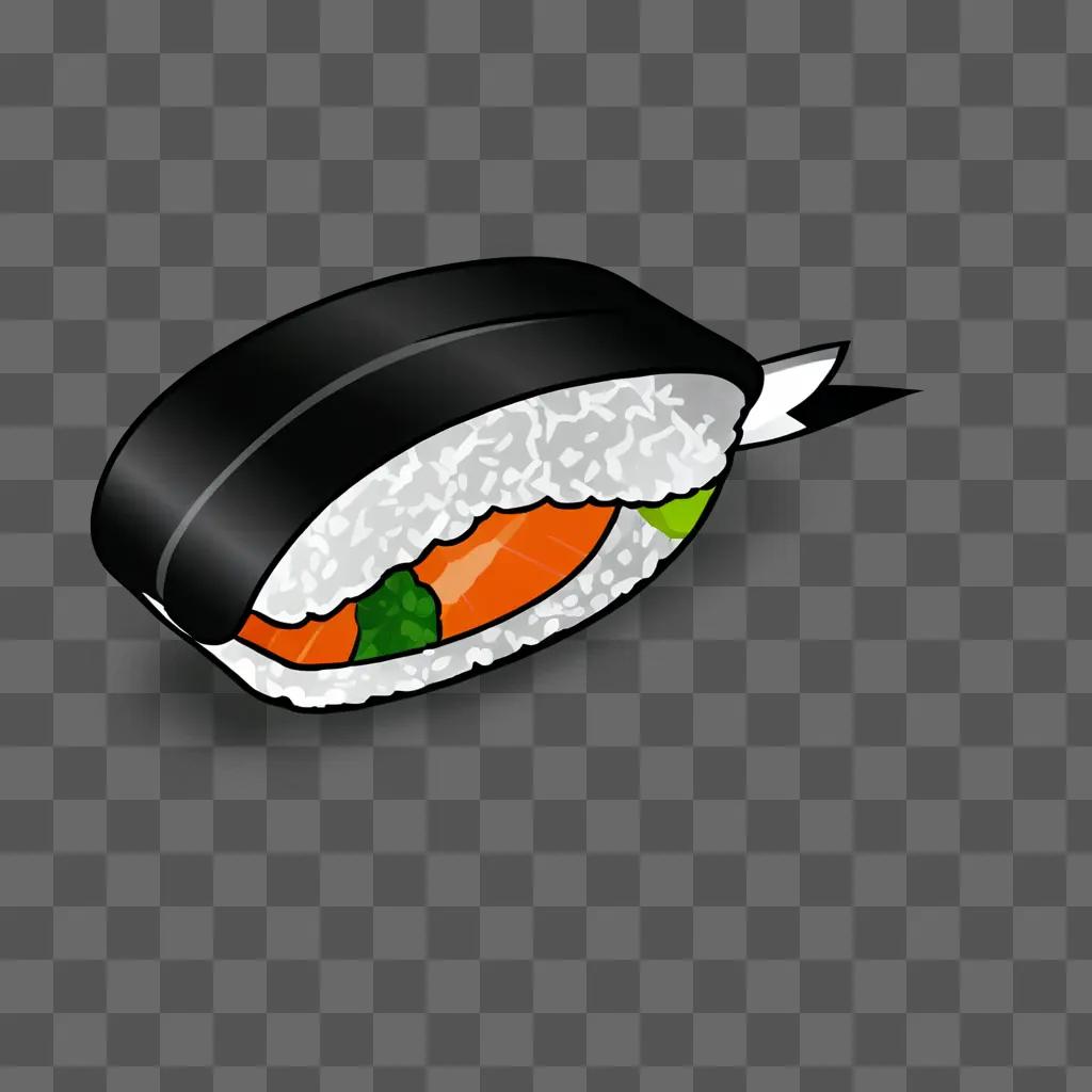 A cute sushi drawing on a black background