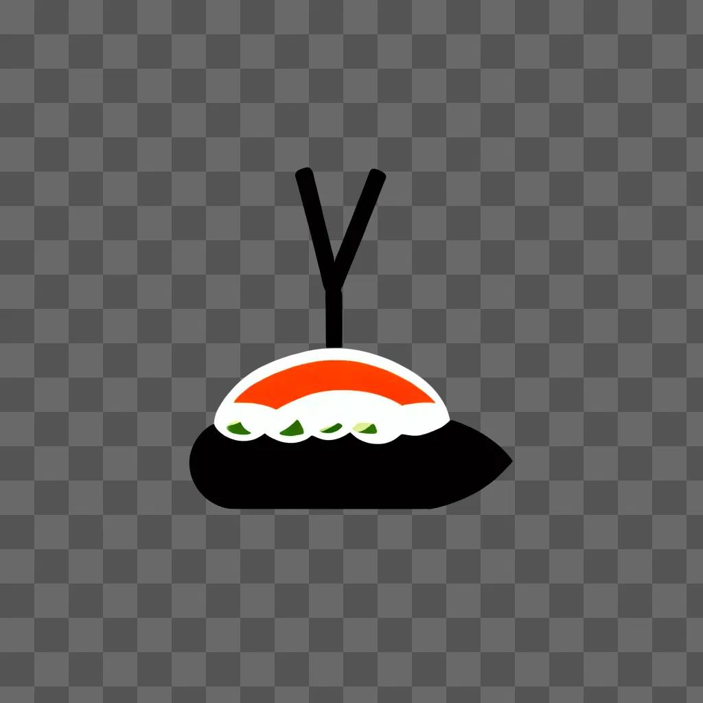 A cute sushi drawing on a dark background