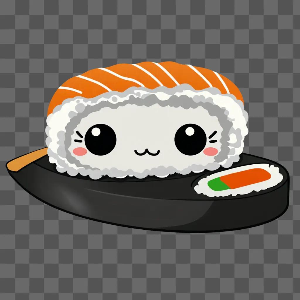 A cute sushi drawing with a face on it