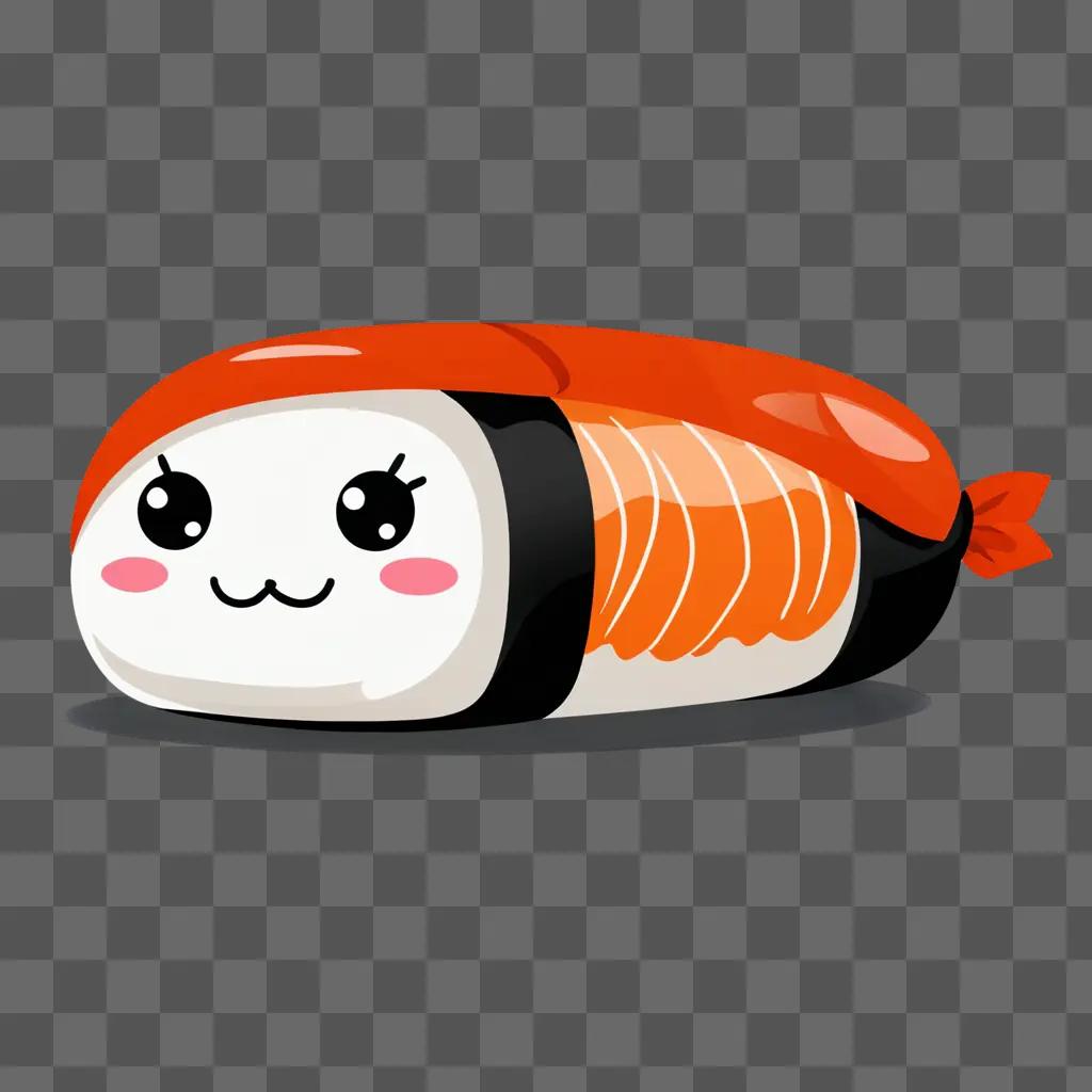 A cute sushi drawing with a happy face