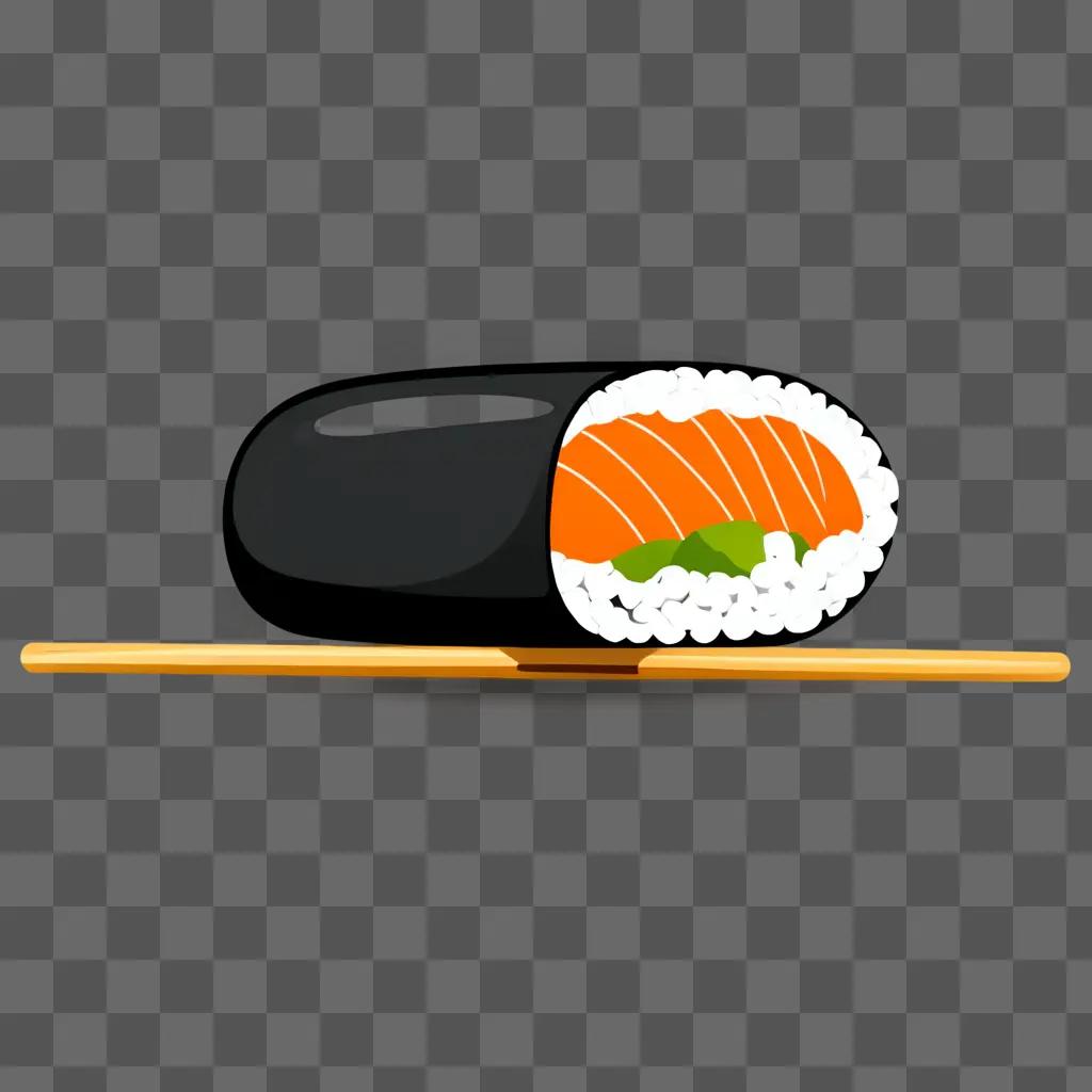 A cute sushi drawing with a large black container