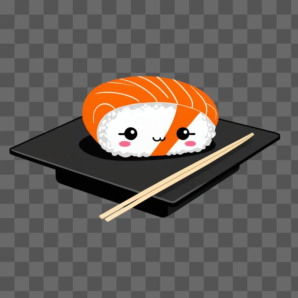 A cute sushi drawing with a smiling face