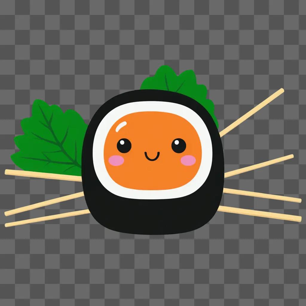 A cute sushi drawing with a smiling face