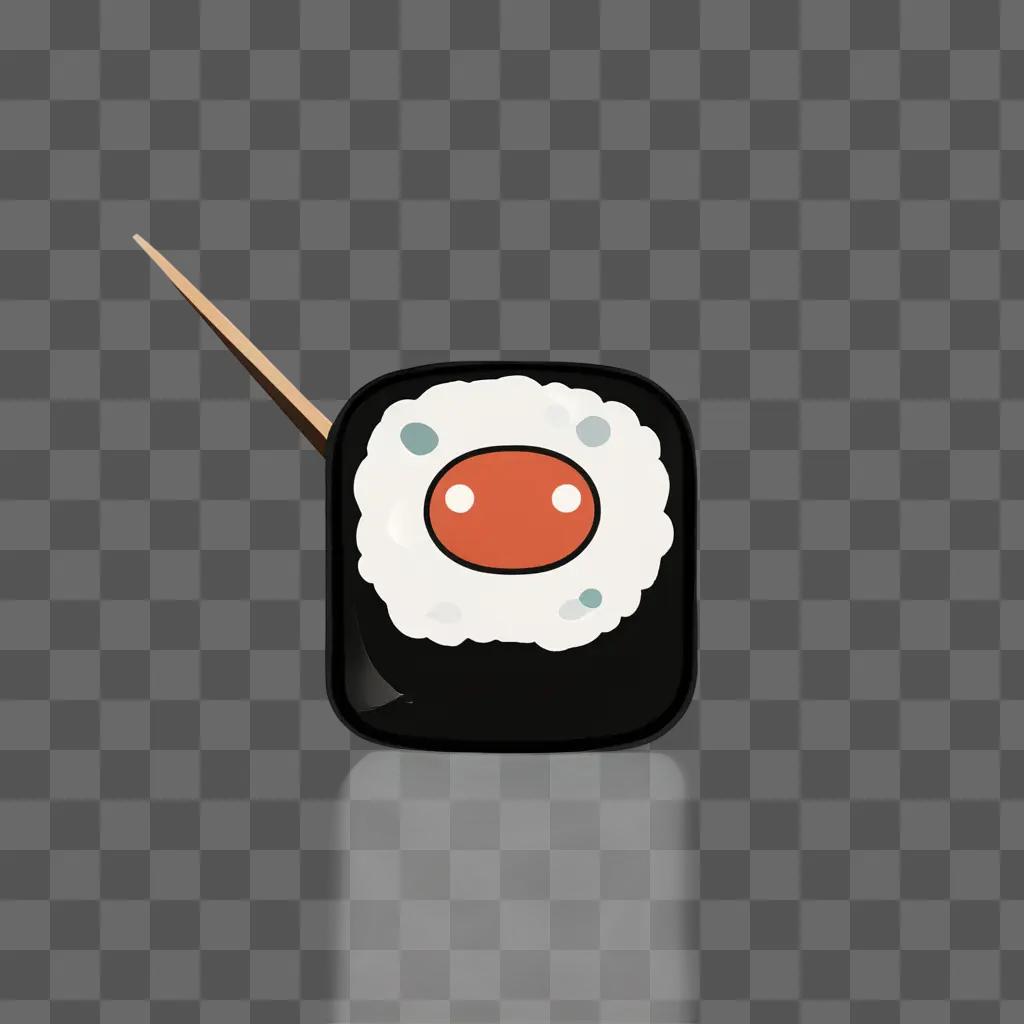 A cute sushi drawing with a toothpick