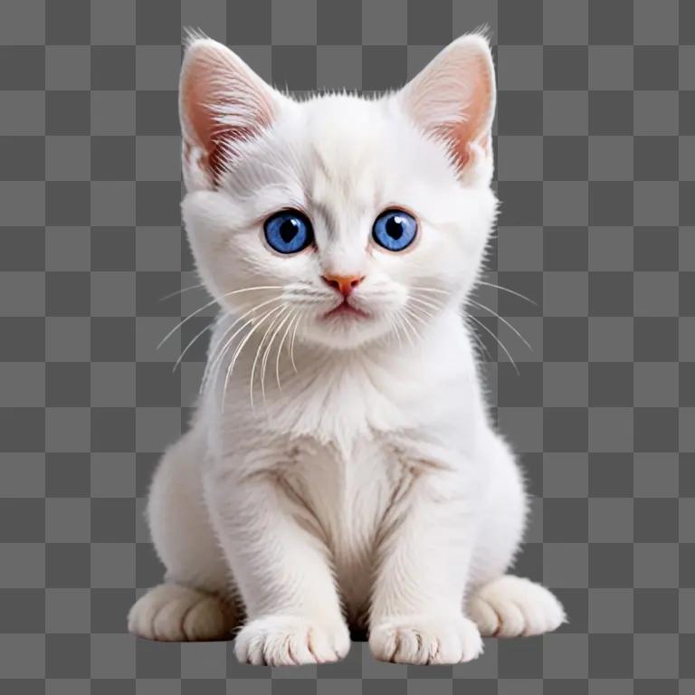 A cute white kitten sitting on a table