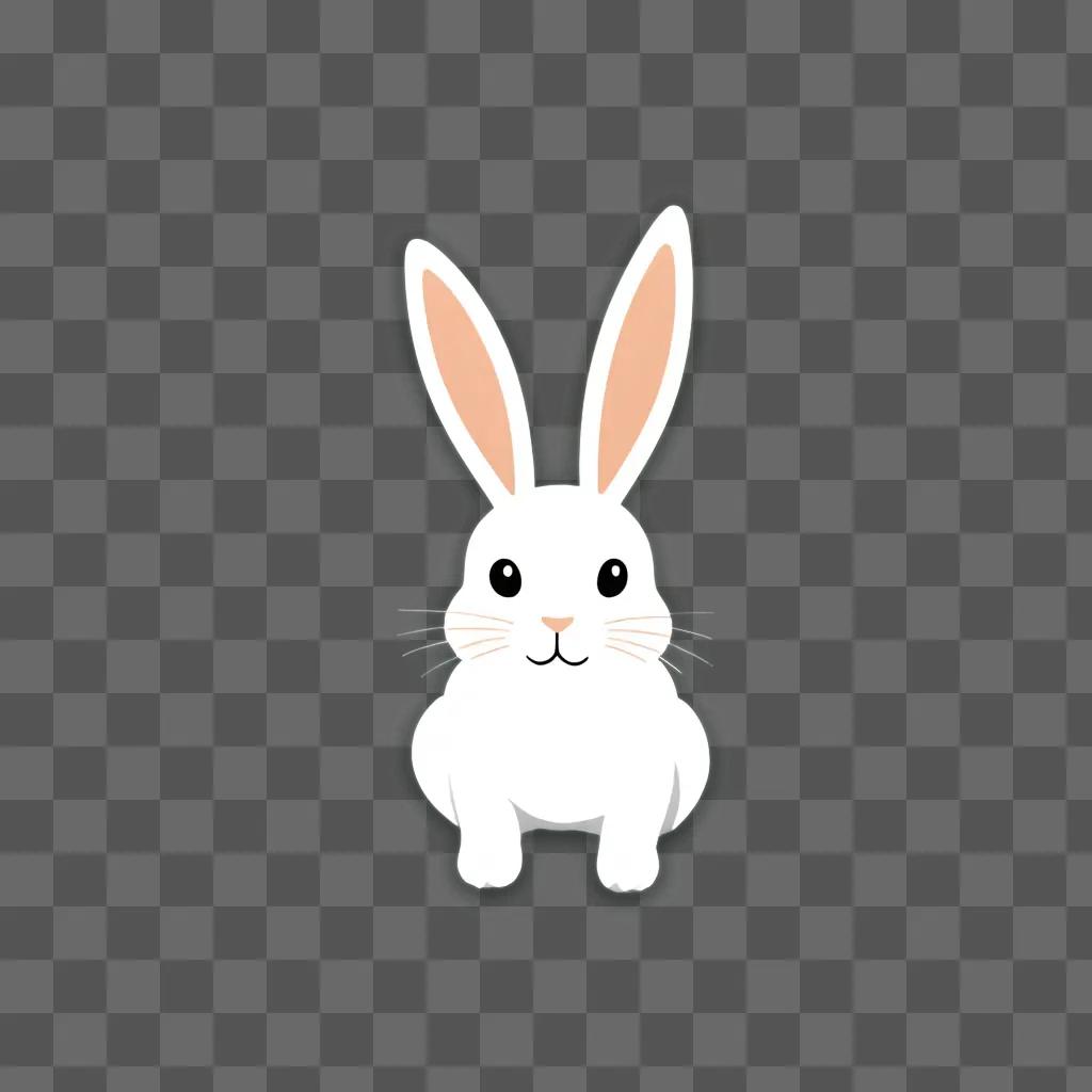 A cute white rabbit drawing on a grey background