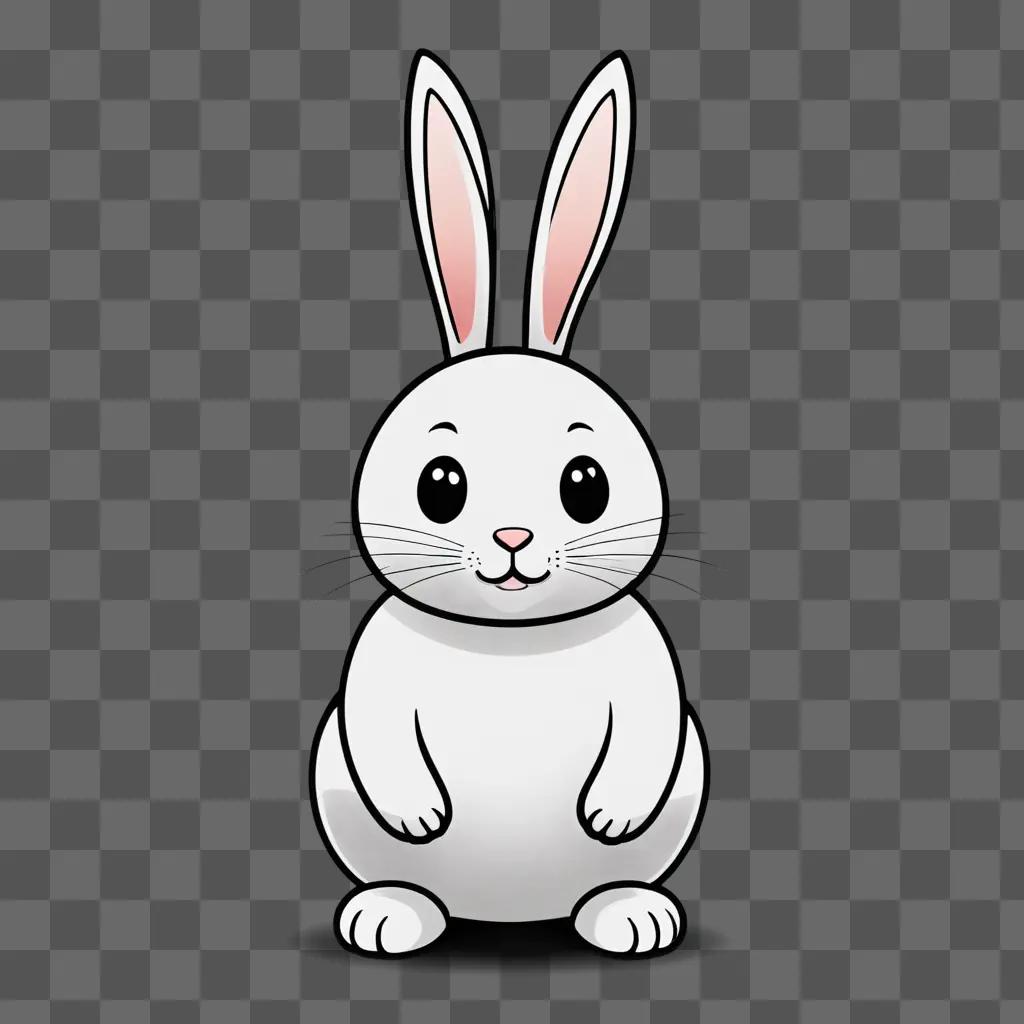 A cute white rabbit drawing with big eyes