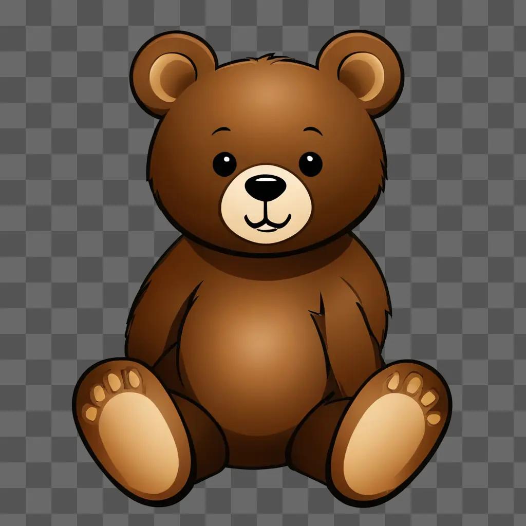 A cute wood bear sitting on a brown surface