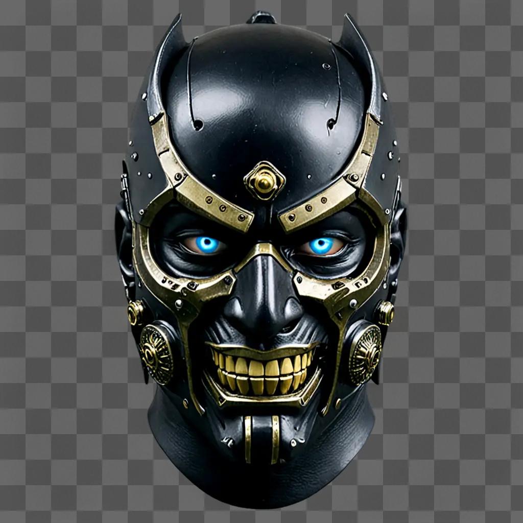 A cyberpunk samurai mask with glowing eyes