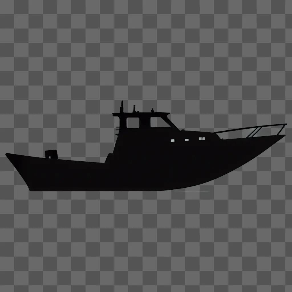 A dark boat silhouette on a black background