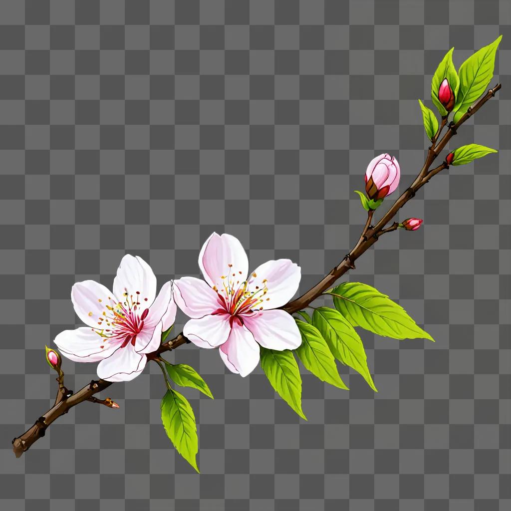 A delicate sakura flower drawing against a beige background