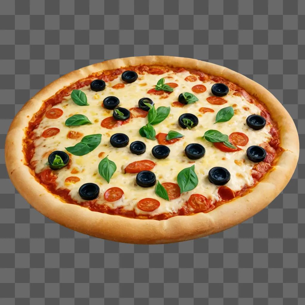 A delicious cheese pizza with toppings on a brown surface