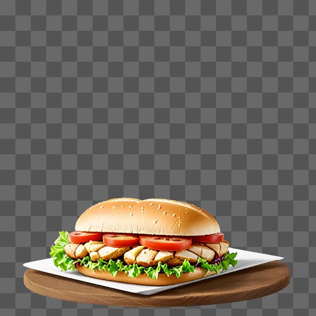 A delicious chicken sandwich with lettuce and tomatoes