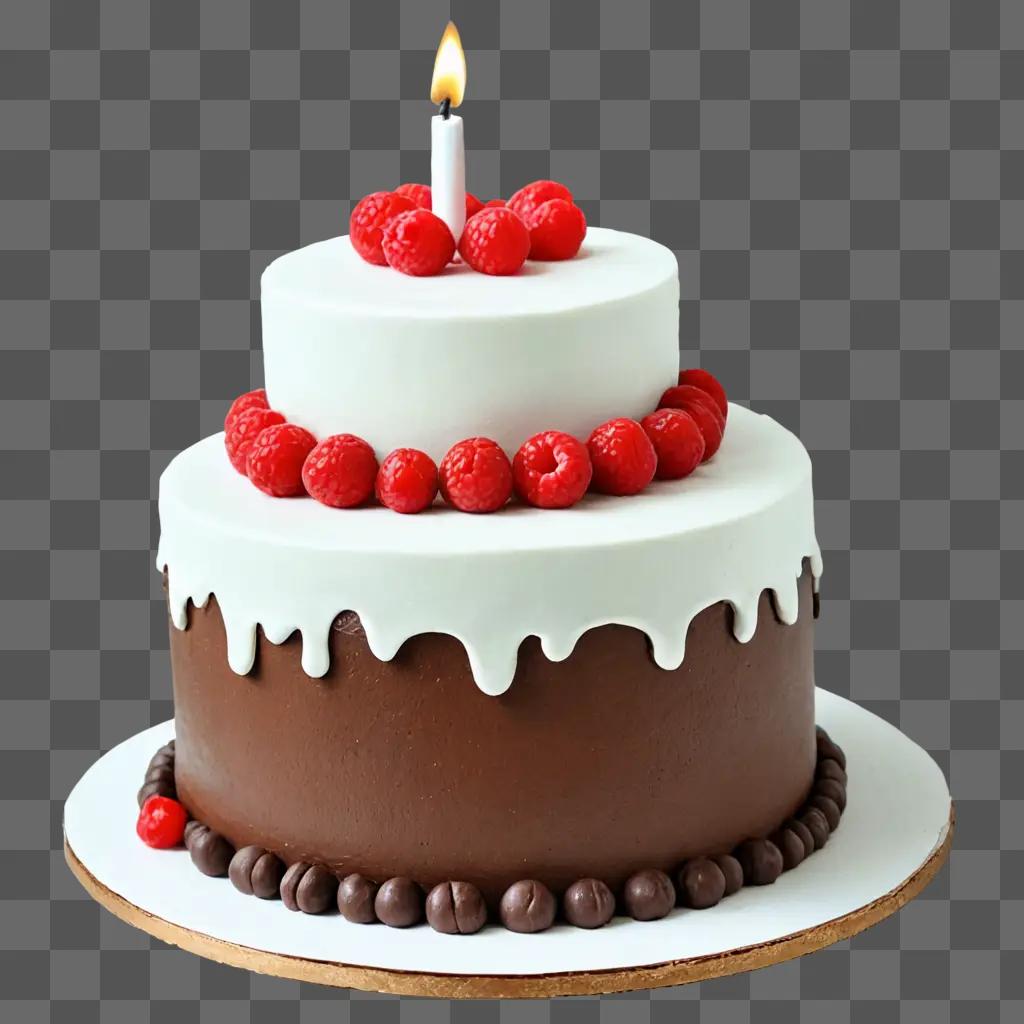 A delicious chocolate cake with raspberries and candles