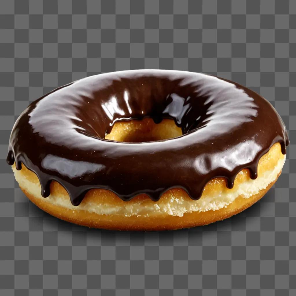 A delicious donut with a chocolate drizzle and a shiny glaze