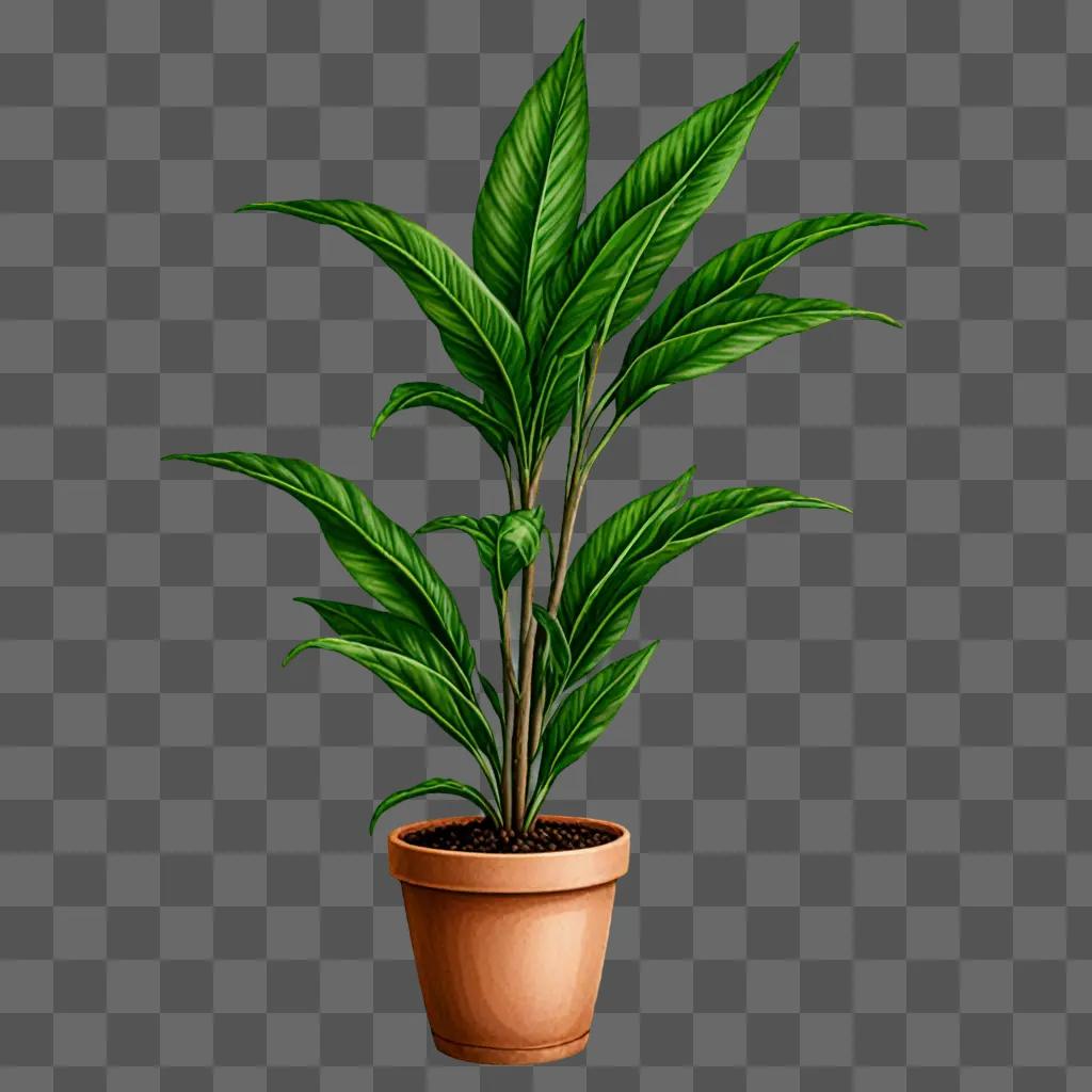 A detailed realistic plant drawing in a pot