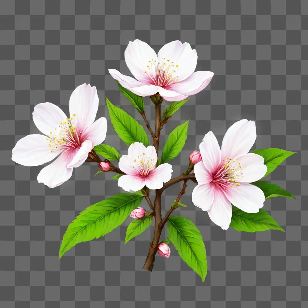 A detailed sakura flower drawing on a beige background