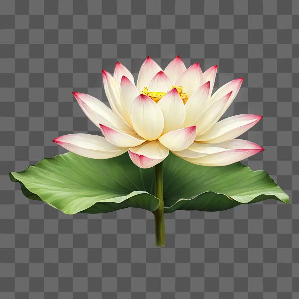 A digital drawing of a lotus flower on a leaf