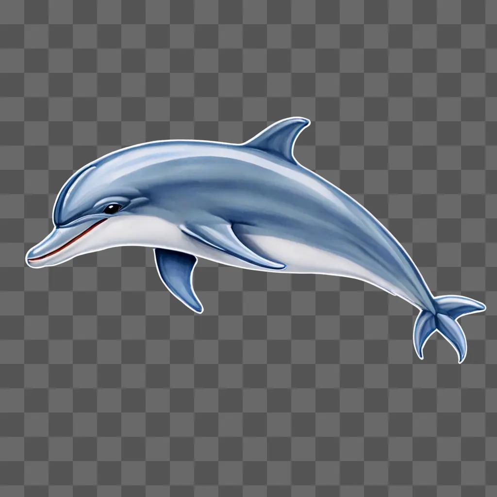 A dolphin drawing for kids with a blue background