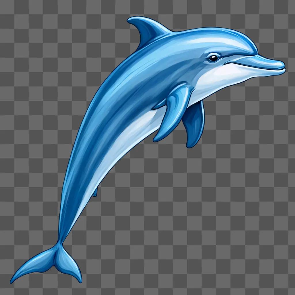 A dolphin drawing for kids with blue background