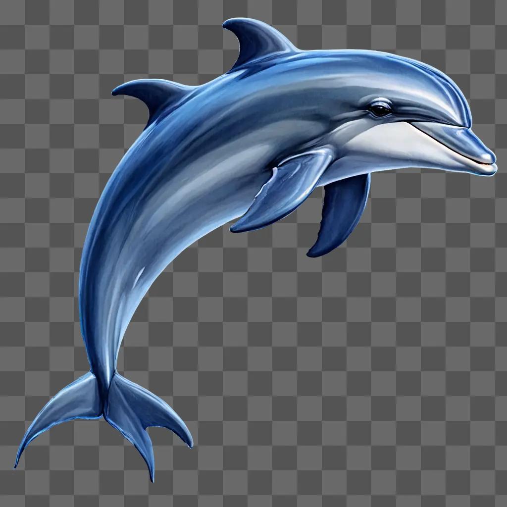 A dolphin drawing with colour in a blue background